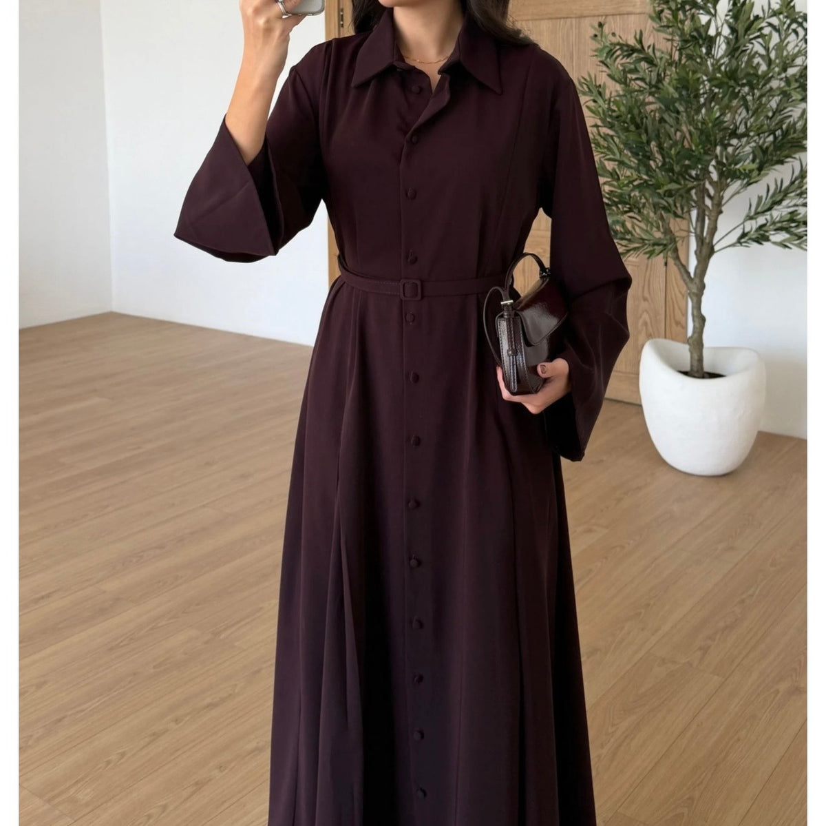Krep shirt dress