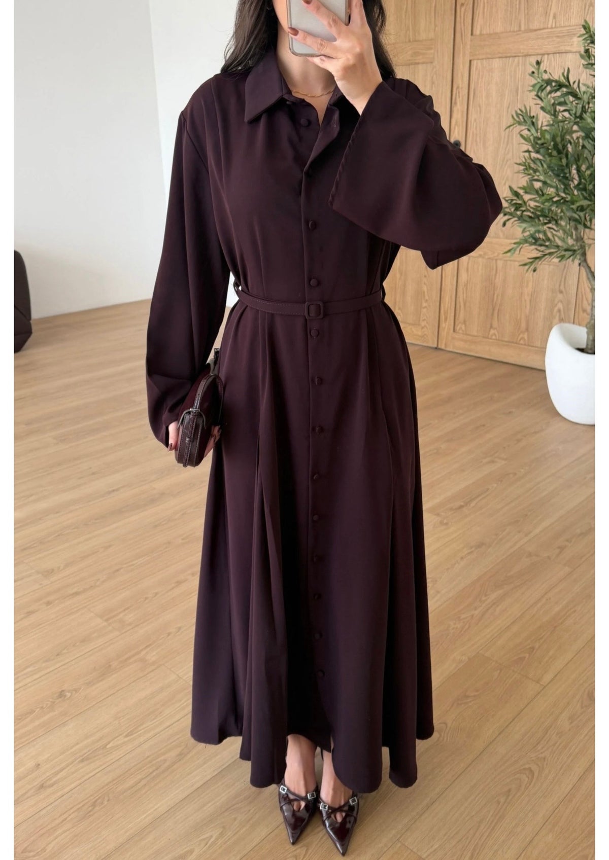 Krep shirt dress